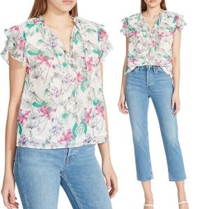 NWT! Steve Madden floral flutter sleeve top